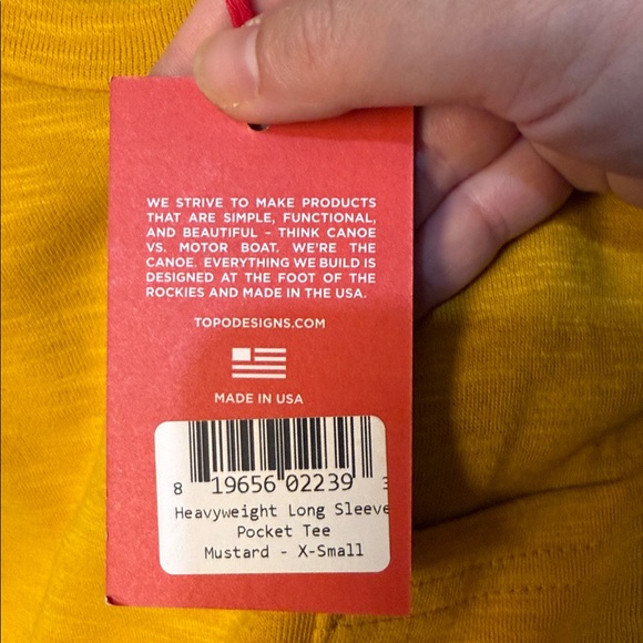 TOPO NWT Heavyweight Long sleeve Pocket Tee. XS/S - Picture 5 of 7
